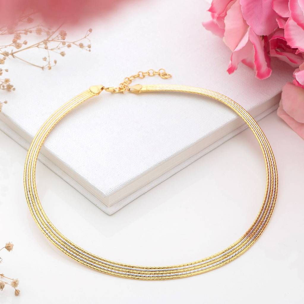 Radiant Layered Dual-Plated 925 Sterling Silver Necklace : NL-30254-GR