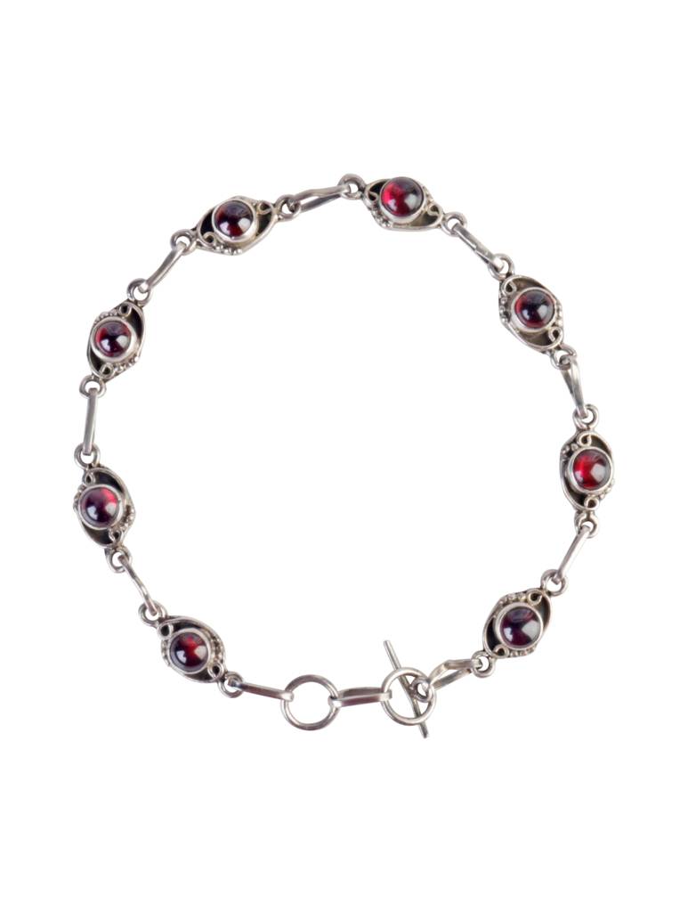 925 Sterling Silver Garnet Bracelet For Women Gemstone Bracelet | Handmade Silver Jewelry | Elegant Daily Wear Gift : FU-1237