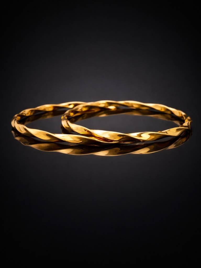 18K Gold Spiral Bangle – Anti Tarnish Stainless Steel Kada : ATB800SB