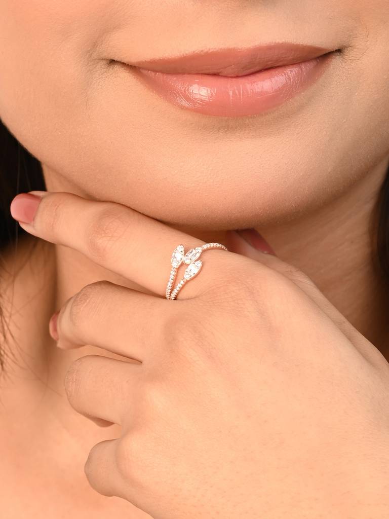 Marquise Leaf Trio Split Ring : MGLR2421