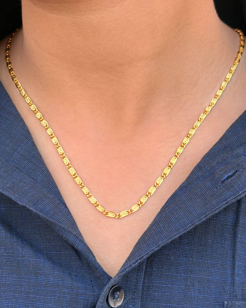 22Kt Gold Plated Fisher Chain | For Men & Women | 6 Months Warranty : GP_CH074_20