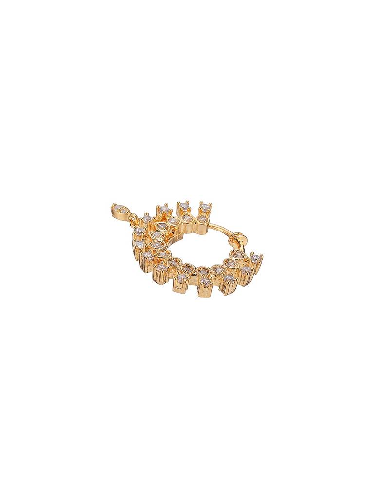 Gold Plated Ad Studded Minimal Nose Ring Nath : SJNT2953