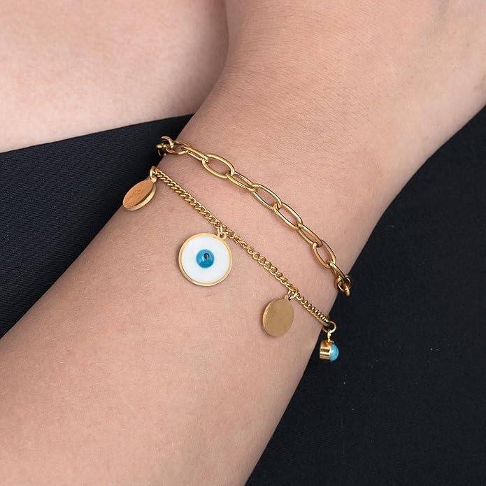 Evil Eye Chain Charm Bracelet Women & Girls | Adjustable Bracelet For Women : HSPS60MB0574