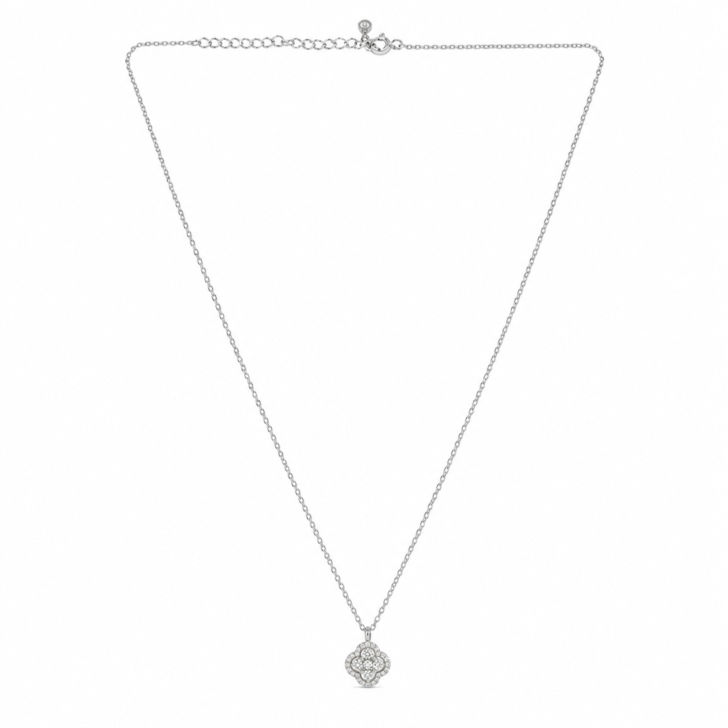925 Silver Sparkling Floral Pendant  Set : PEC02770