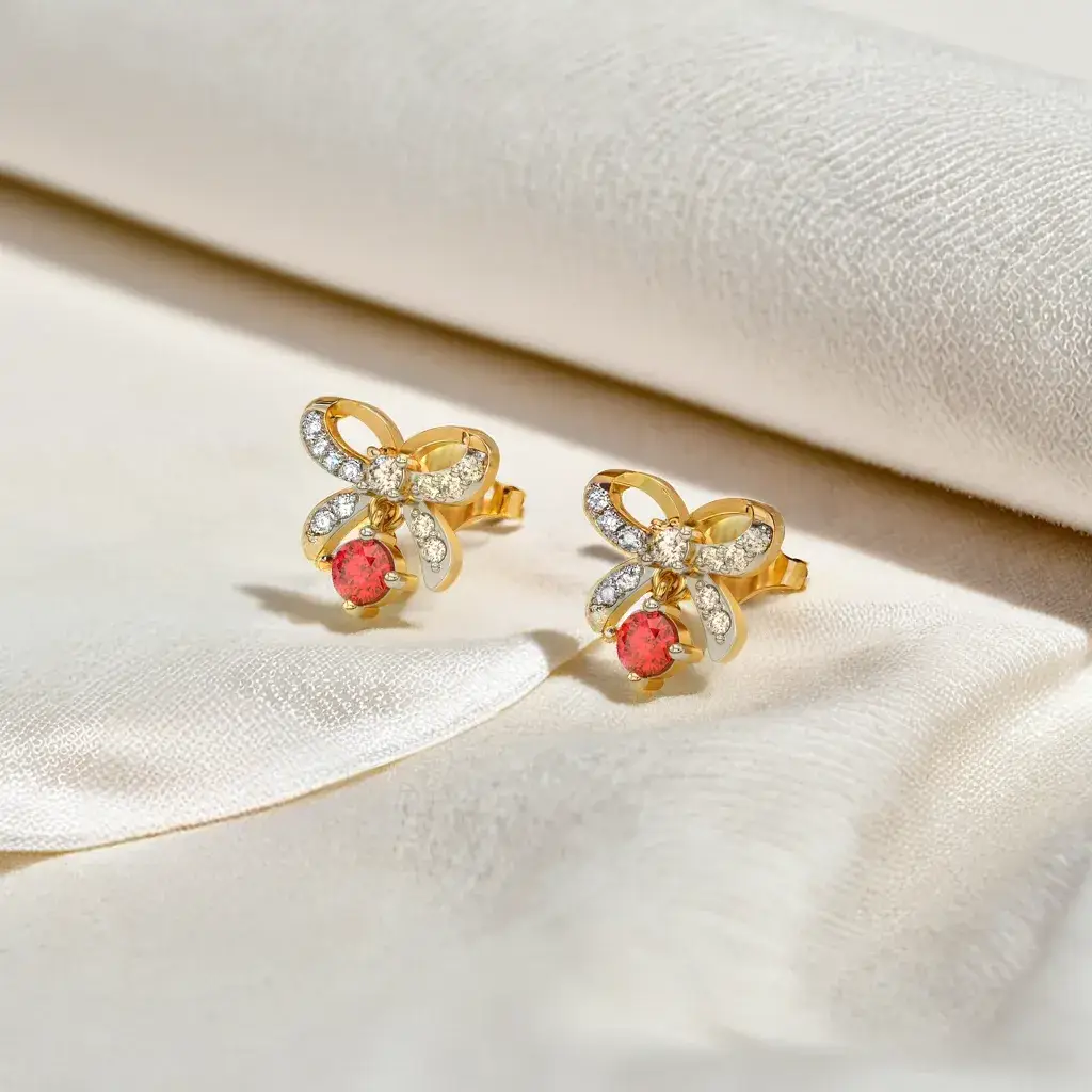 Bow Knot - Lab Diamond Stud Earrings : LLER0126