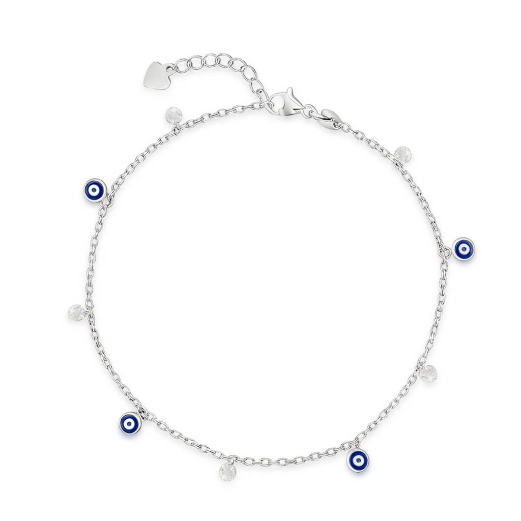 No Evil Eye On You Rhodium Plated Anklet : ANK-60429-ONE-R
