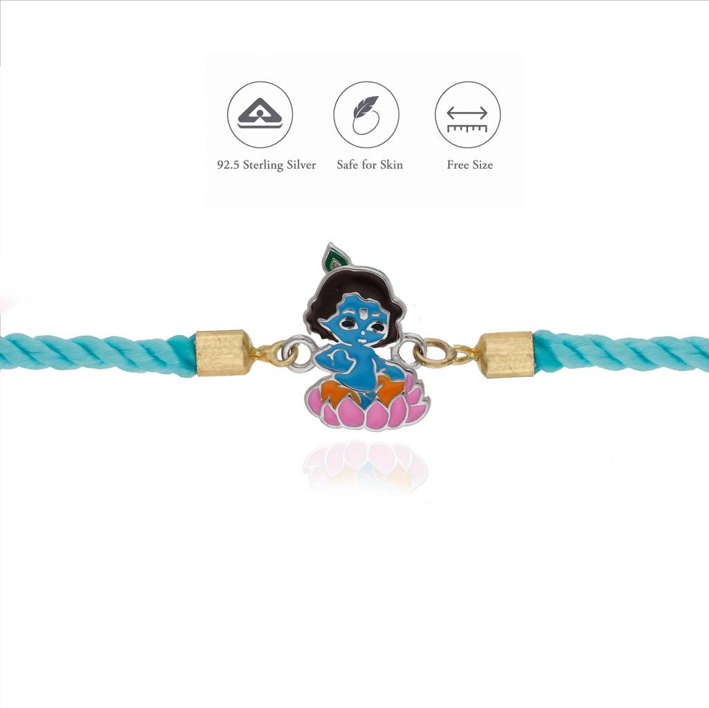 Iyal Little Krishna 925 Sterling Silver Kids Rakhi : KR-RA-RH-F-119-S