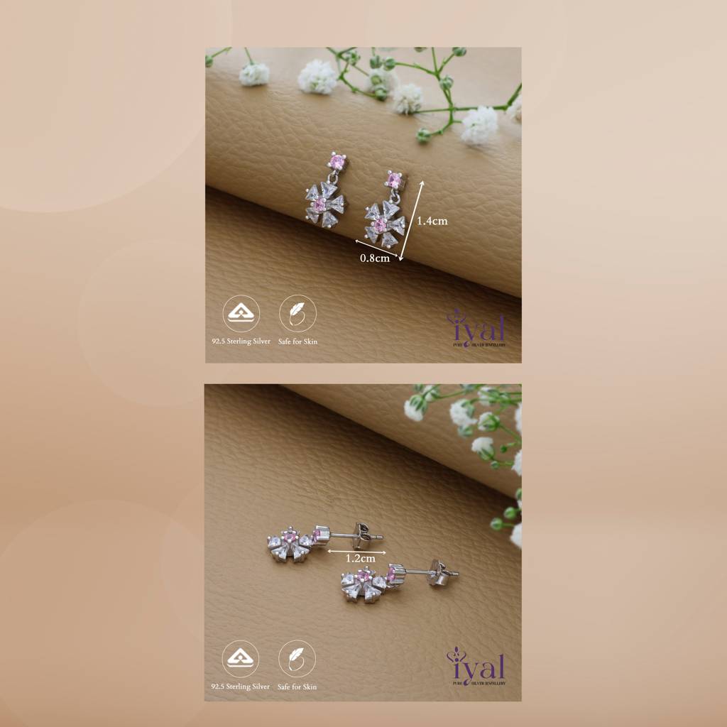 Snow Flake Shine 925 Silver Drop Earrings : ED-20
