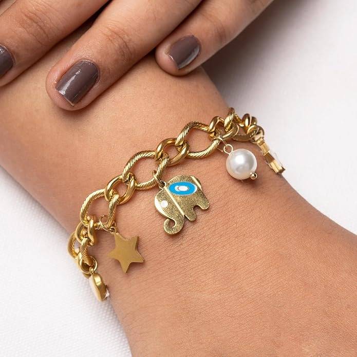 Celestial Whimsy Gold Anti Tarnish  Bracelet For Women : HSPS60MB0640