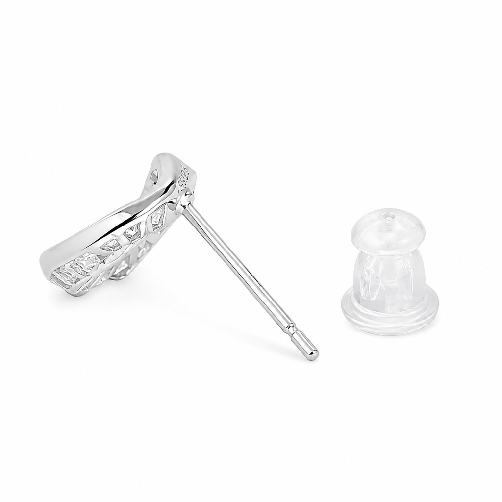Silver Crystal Loop Luxe Studs : WER00081
