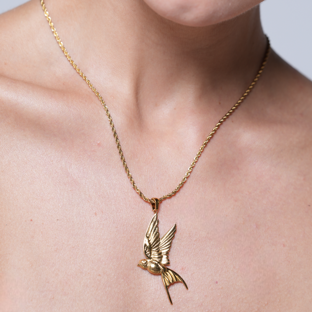 Peace Dove Pendant Twisted Chain Necklace : CAO0097JND
