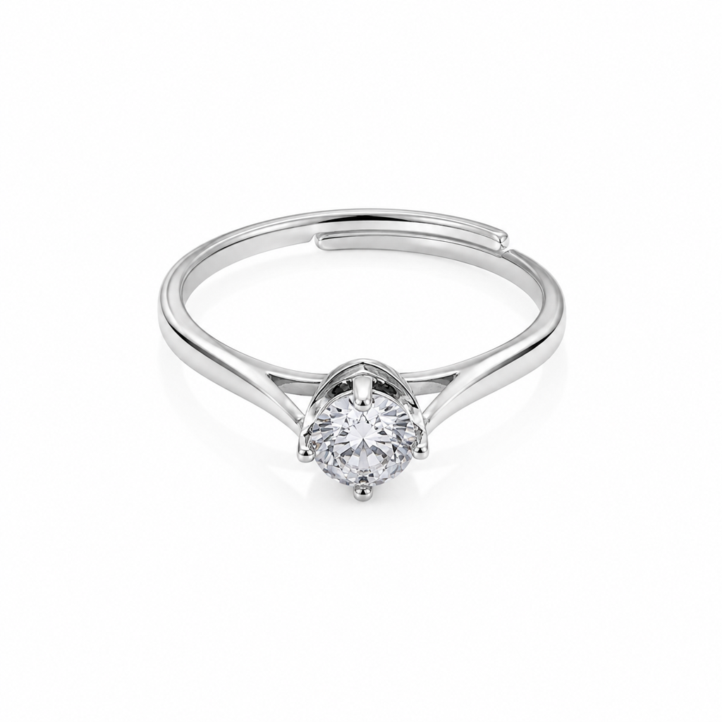 925 Silver Round Cut Adjustable Ring : LR23277
