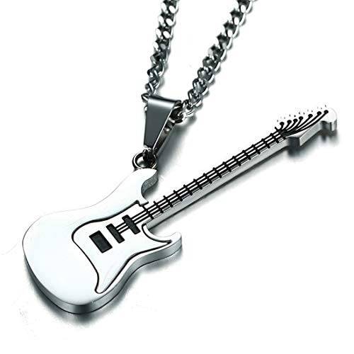 Stainless Steel Guitar Music Pendant Necklace For Men Boys : PX9P33