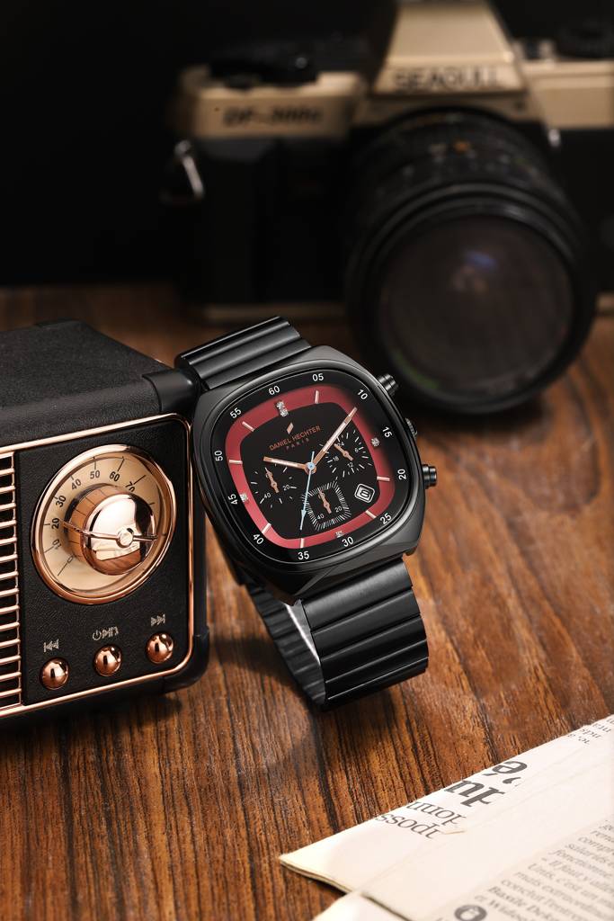 Daniel Hechter Paris Bercy Collection Modern Multi Functional Watch For Men With Square Dial And Stainless Steel  : DHM1001-44