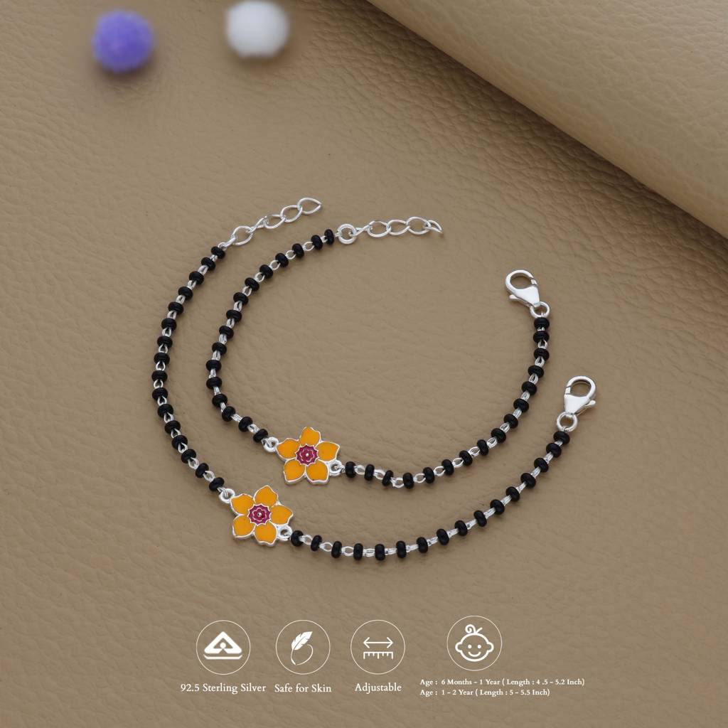 Sunshine Princess 925 Silver Kid Nazariya Bracelet| Adjustable| Everyday Wear| 6Months - 2Yrs : NA-KN-RH-M-142-P