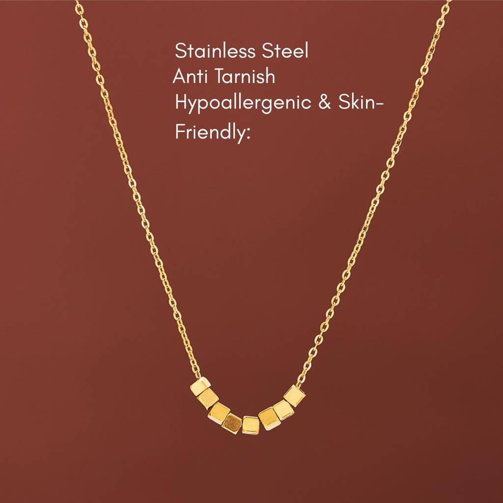 Small Cubes Chain Necklace : NC_SS_SmlCubes_Gld