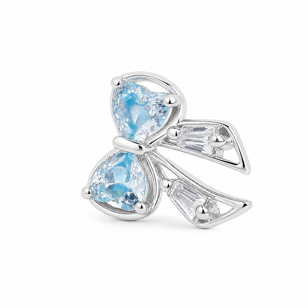 Silver Bow Babe Sky Blue Studs : WER00069