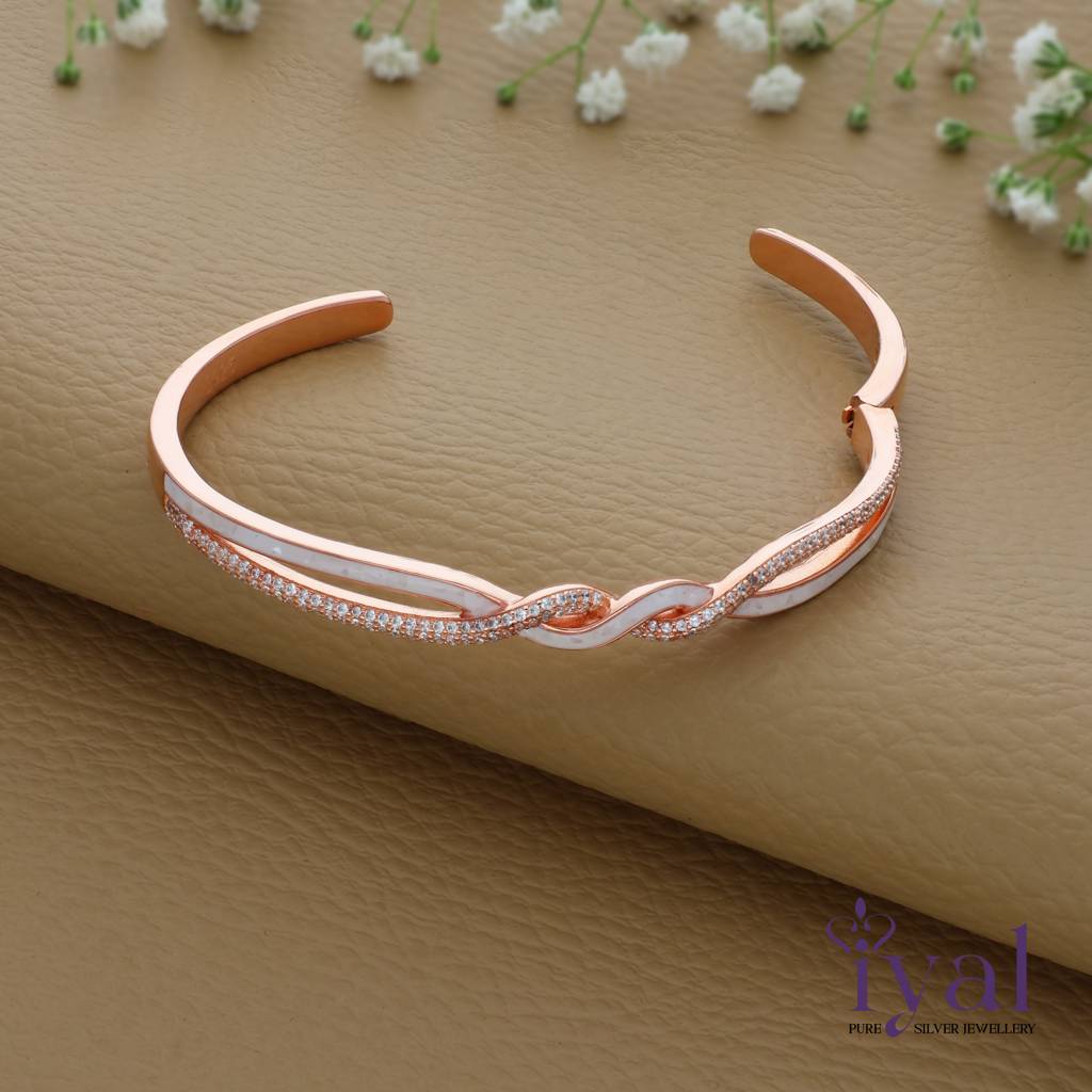 Twisted Rose Gold Polish 925 Silver-Kada : KA-13