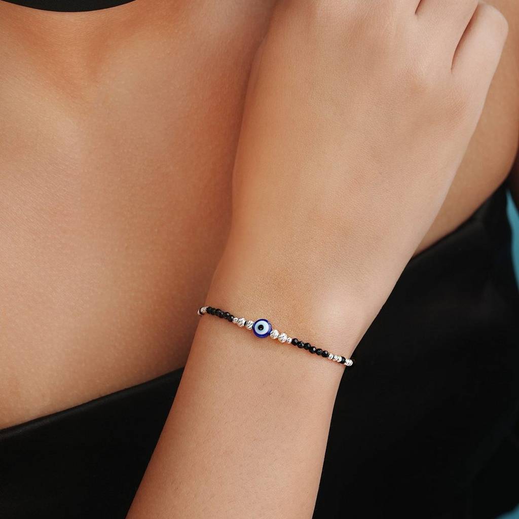 Protective Charm Rhodium Plated 925 Sterling Silver Bracelet : BR-80443-R