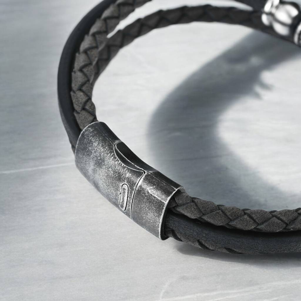 Slate Stride Leather Bracelet : CL-BR-MN-08