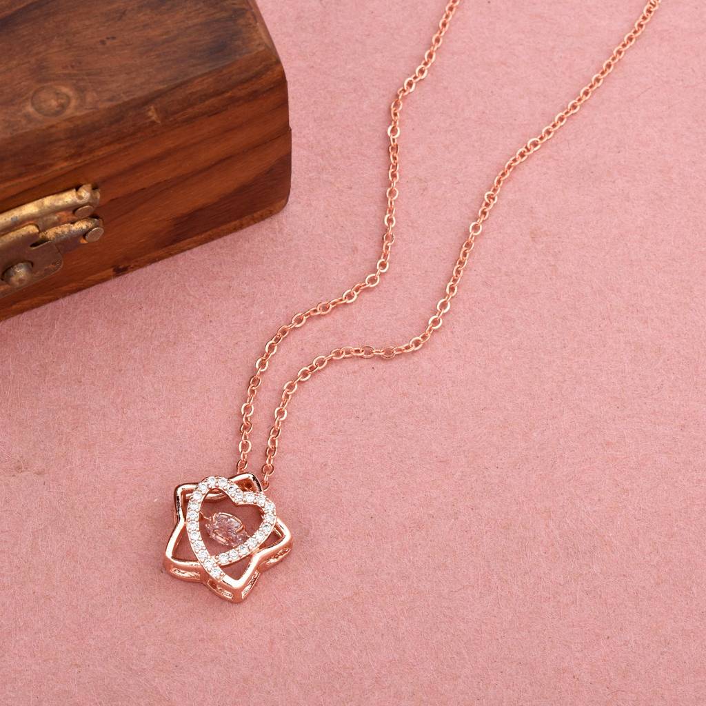 Rose Elegance Diamond Necklace : SADNECKRGCZ02