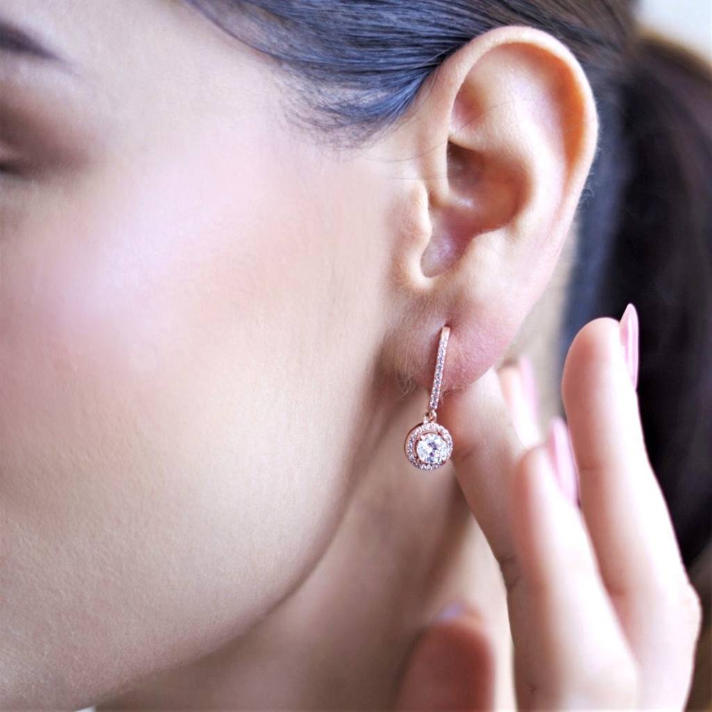 Chic Goddess Rose Gold Fish Hook 925 Silver Earrings : EAR-20066
