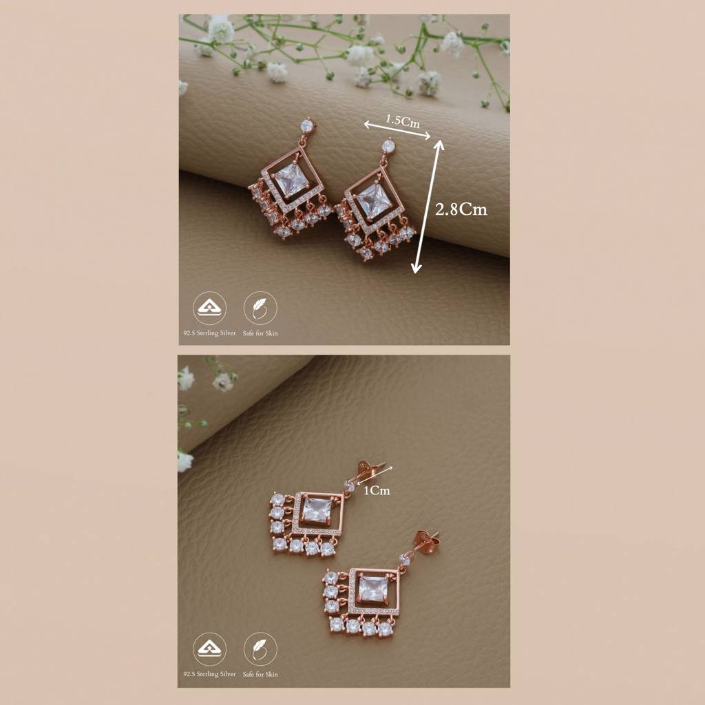 Classic Rose Gold Polish 925 Silver Drop Earring : ED-23