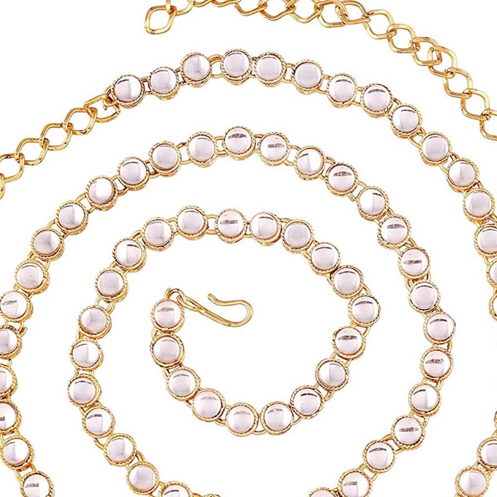 Peora Traditional Jewellery Gold Plated Kundan Waist Belt Kamarband Belly Chain For Women Girls : PF37BCH020