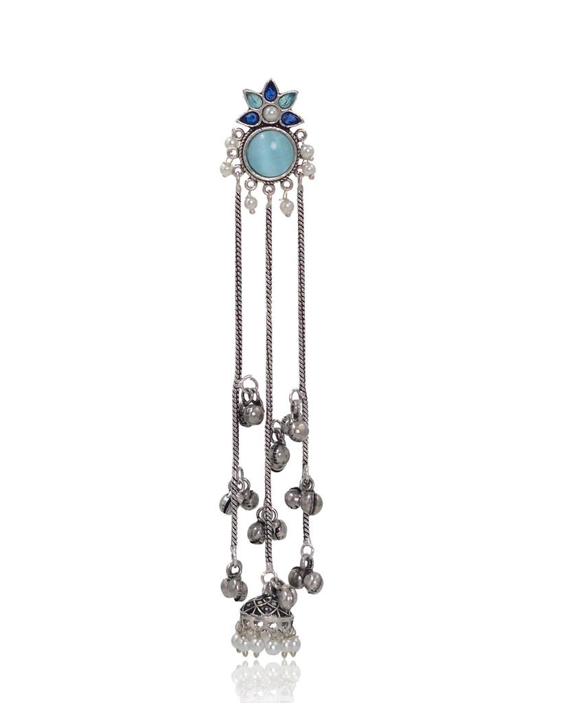 Oxidised Silver Kashmiri Chain Drop Earrings : NA_ST_ER_262_1
