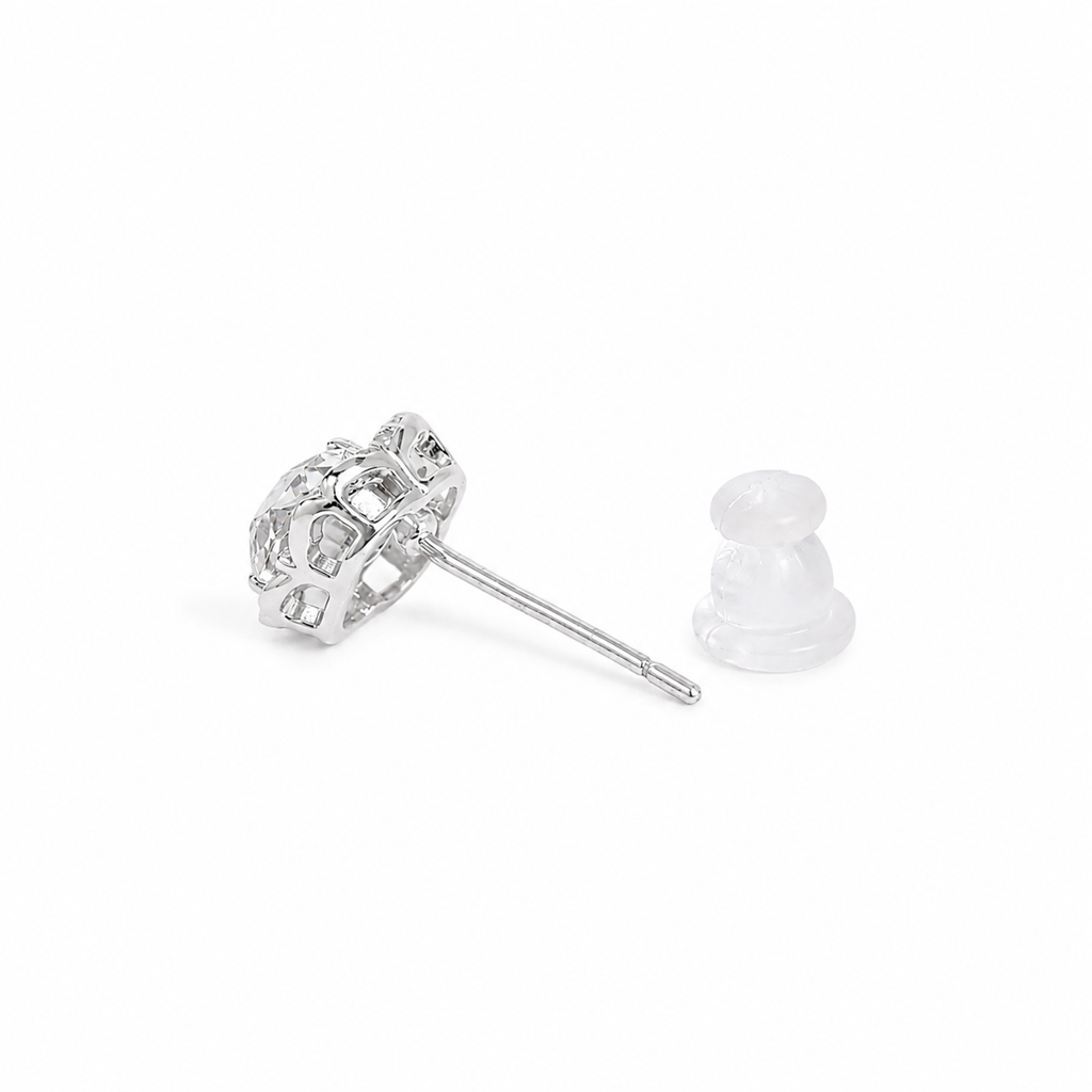 Silver Floral Radiance Stud Earrings : WER00082