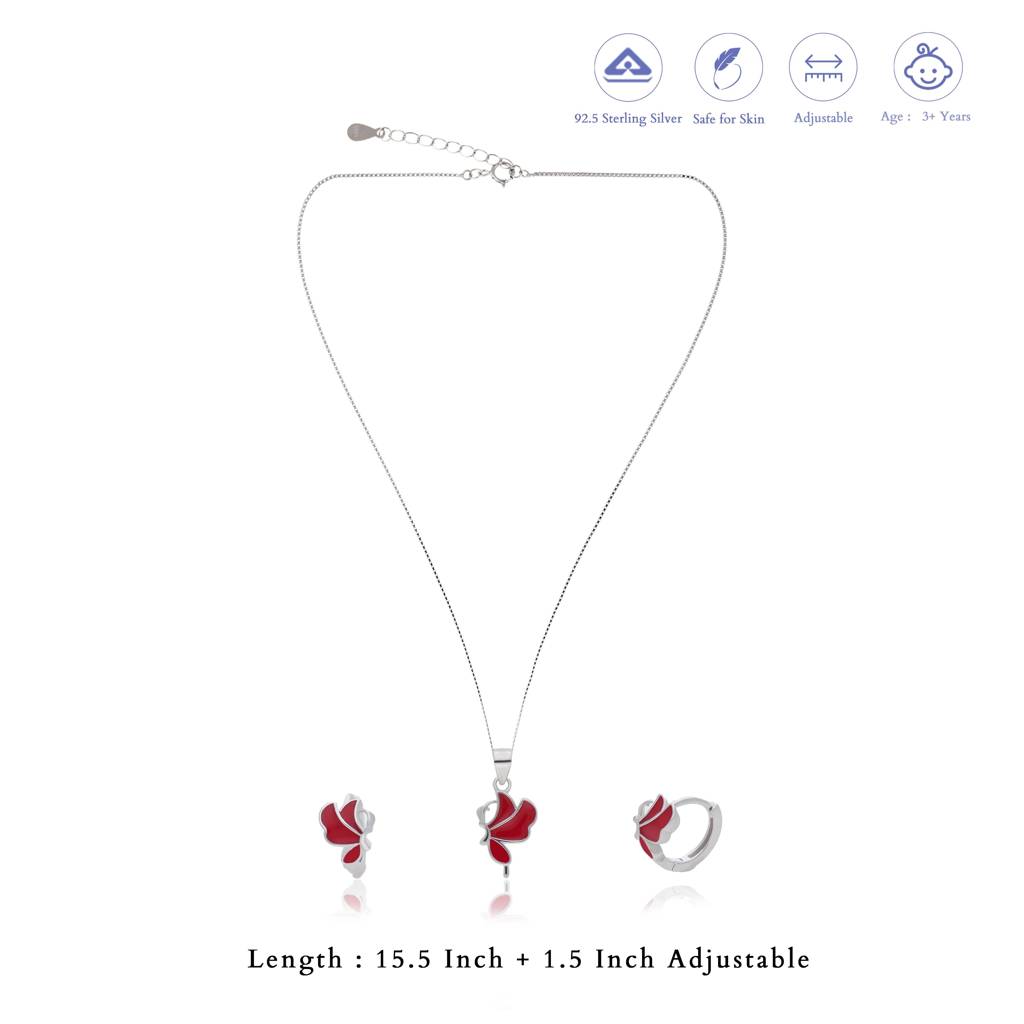 Iyal Cherry Flutter Silver Pendant Set For Kids (3+ Years) | 925 Hallmark | Daily Wear : KP-KP-RH-U-138-S
