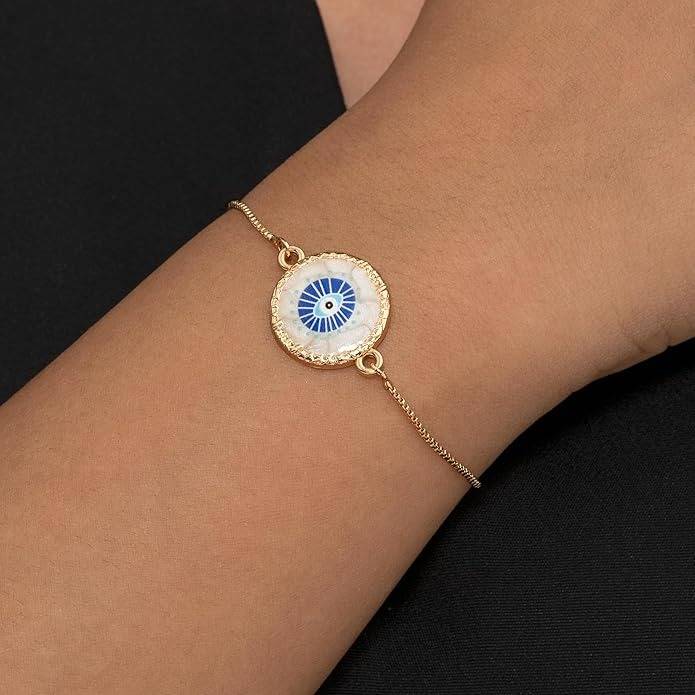 Gold Plated Anti Tarnish Evil Eye Protection Bracelet For Women : HSPS60MB0950