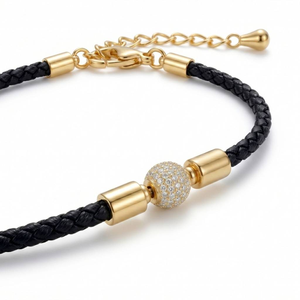 18K Gold-Plated Round Ball Rakhi | Classic Beaded Designer Rakhi For Brother | Elegant Raksha Bandhan Gift : RAKHI_056