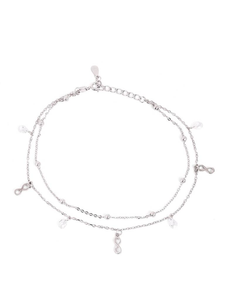 Silver Infinity Sparkling Drop Anklet : WAN00031