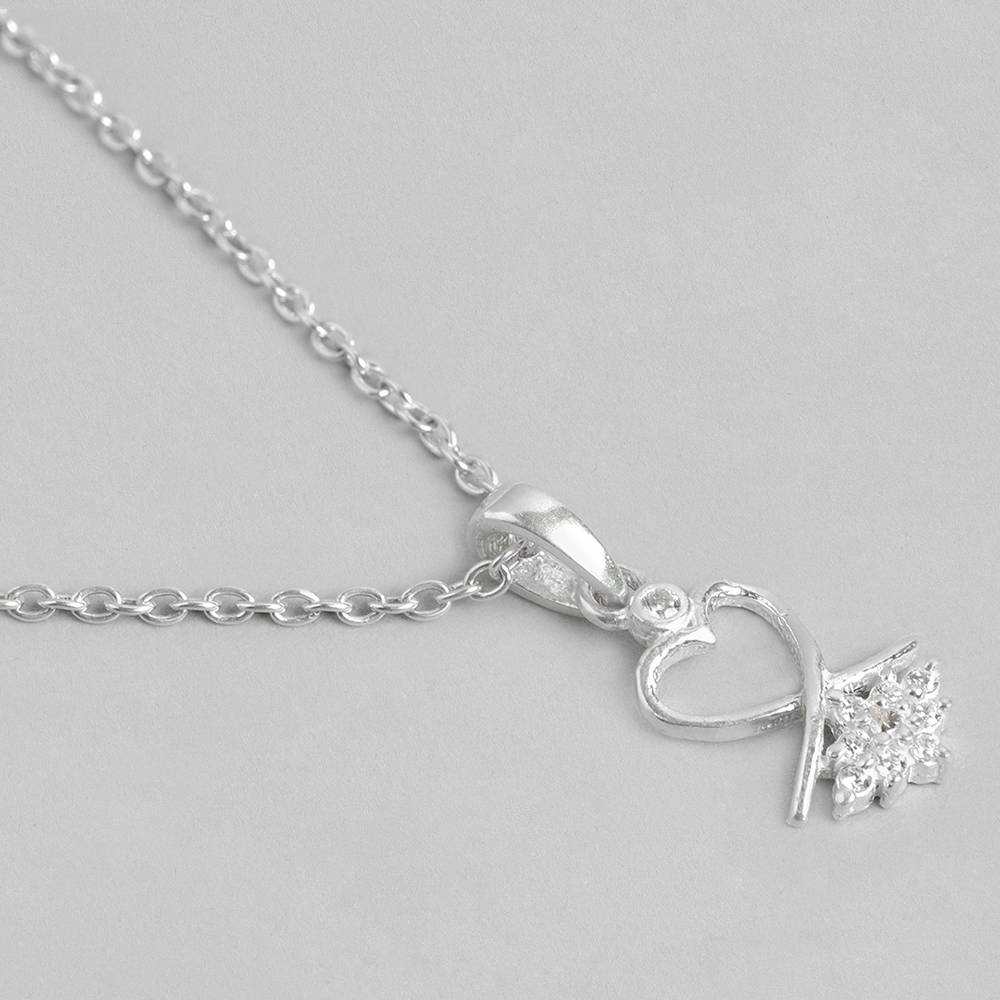 Silver 92.5 Minimal Zircon Studded Pendant And Chain : Silver 92.5 Minimal Zircon Studded Pendant And Chain : Silver 92.