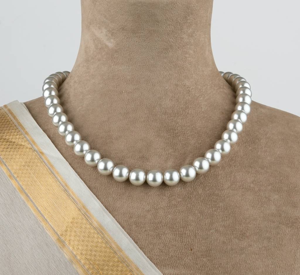 Silver Grey Pearls Necklace Set : PRMBS10