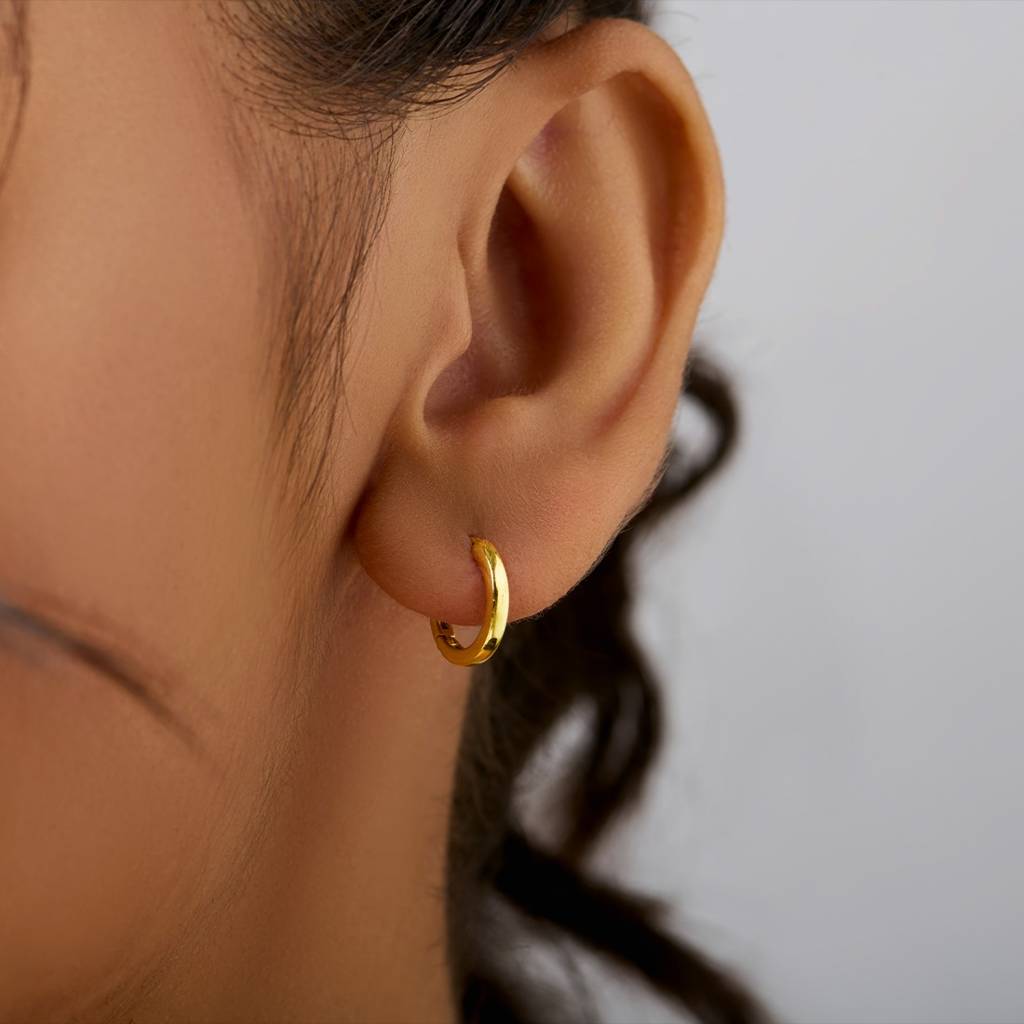 Classic Gold Plated 925 Sterling Silver Half Hoop Earrings : EAR-20817-G