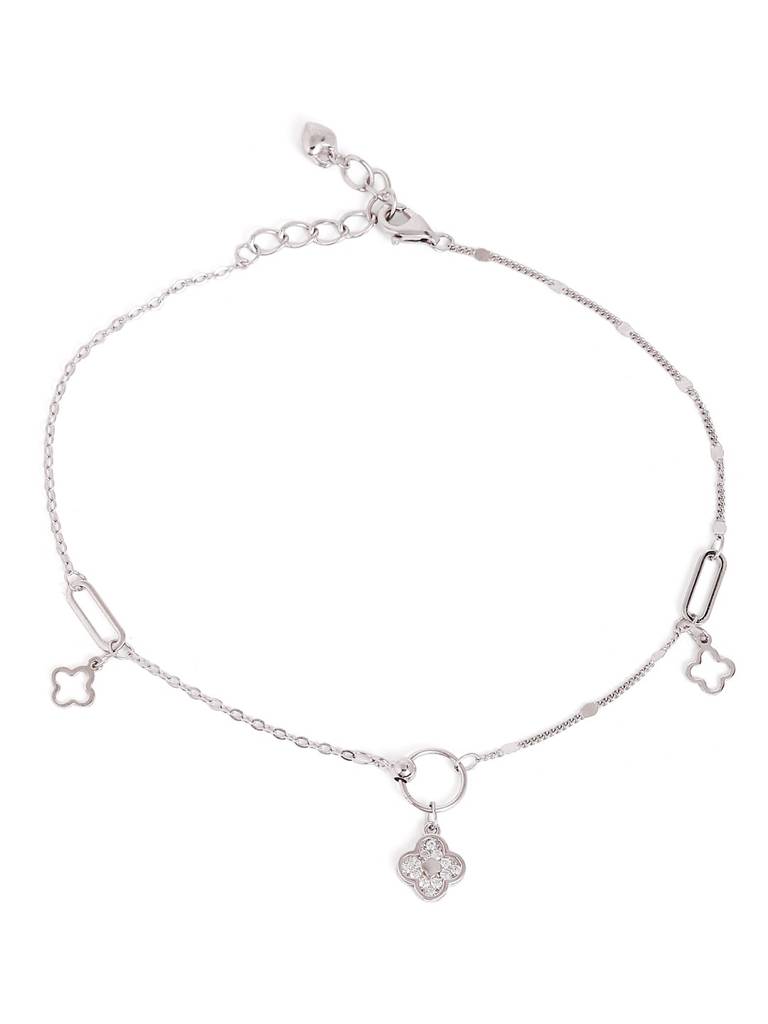 Silver Urban Clover Drop Adjustable Anklet : WAN00030