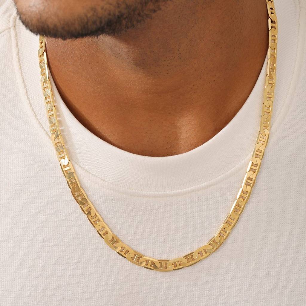 Refined 925 Sterling Silver Men'S Linked Gold Plated Chain : CH-10065-G-20-INCH