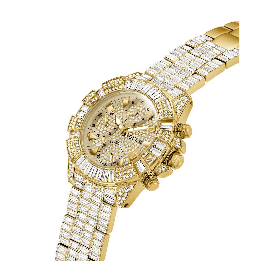 Guess Round 39Mm Champagne Dial Analog Women Watch - Gw0812L2 : GW0812L2