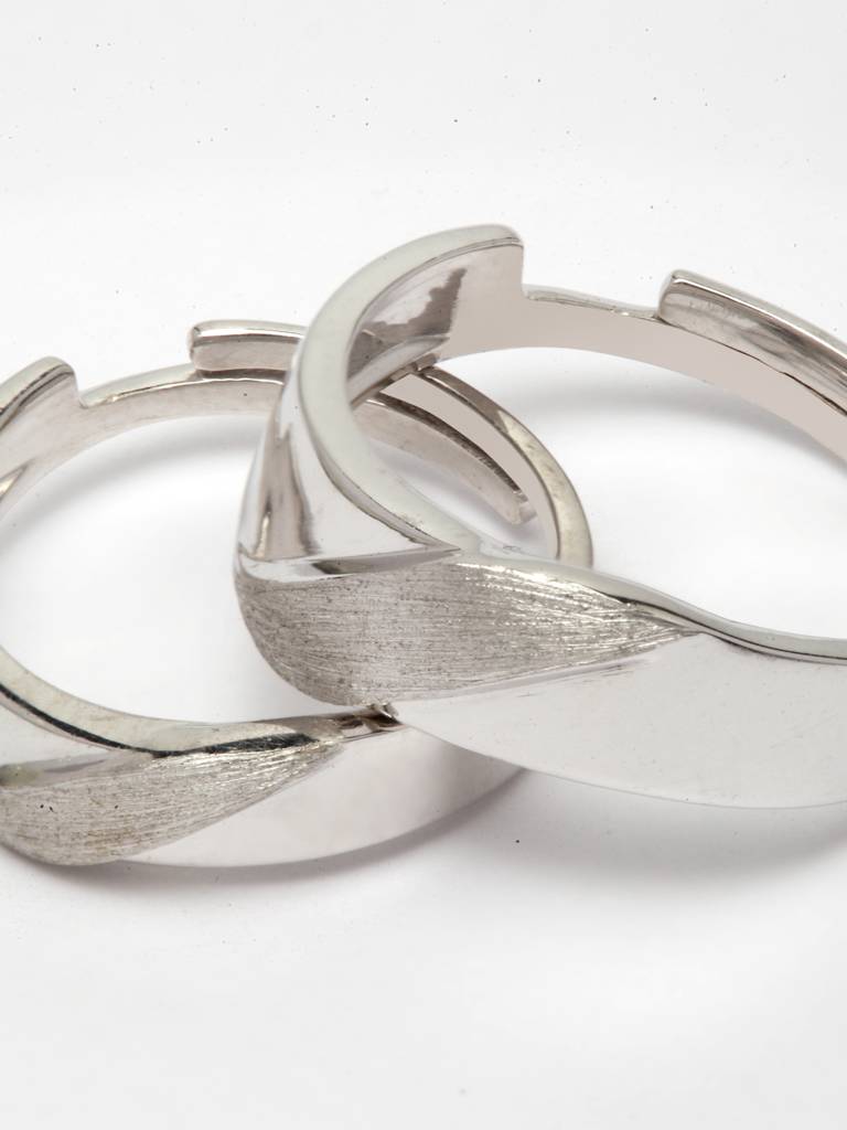 Pure 925 Sterling Silver Wave Adjustable Couple Band For Men And Women : CSCPLR5_MF