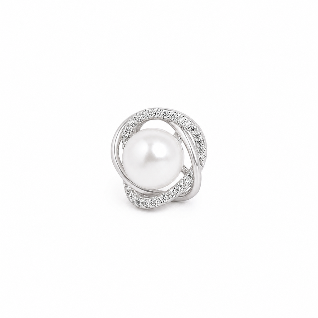 Silver Grace Loop Pearl Studs : WER00105