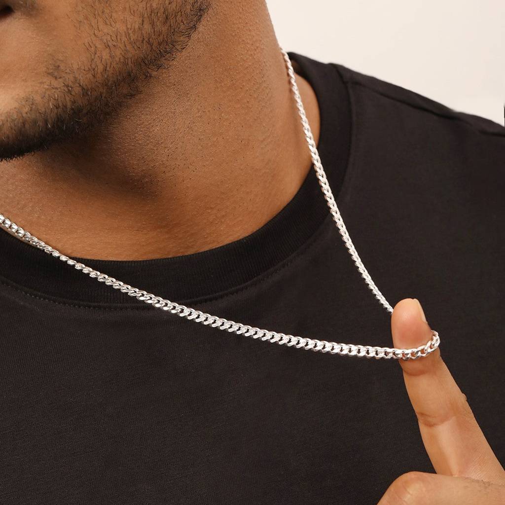 The Classic Silver-Plated Linkage 925 Sterling Silver Chain For Him 24 Inches : CH-10048-S-24-INCH