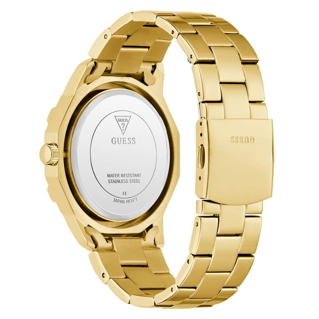 Guess Round 46Mm Champagne Dial Analog Men Watch - Gw0990G2 : GW0990G2