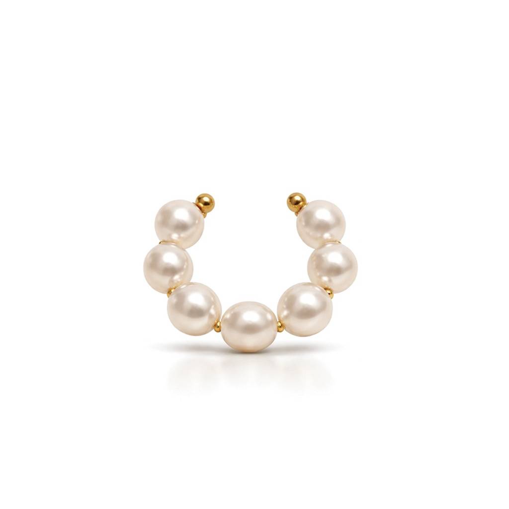 Gold-Toned Pearl Ear Cuff - Waterproof, Classic Office & Party Earcuffs : 100905
