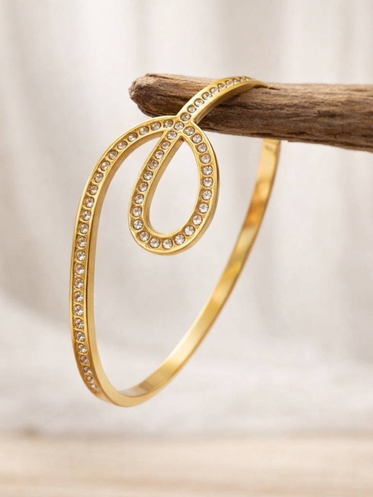 18K Gold Plated Cz Studded Designer Bracelet For Women : ATB869ESDB