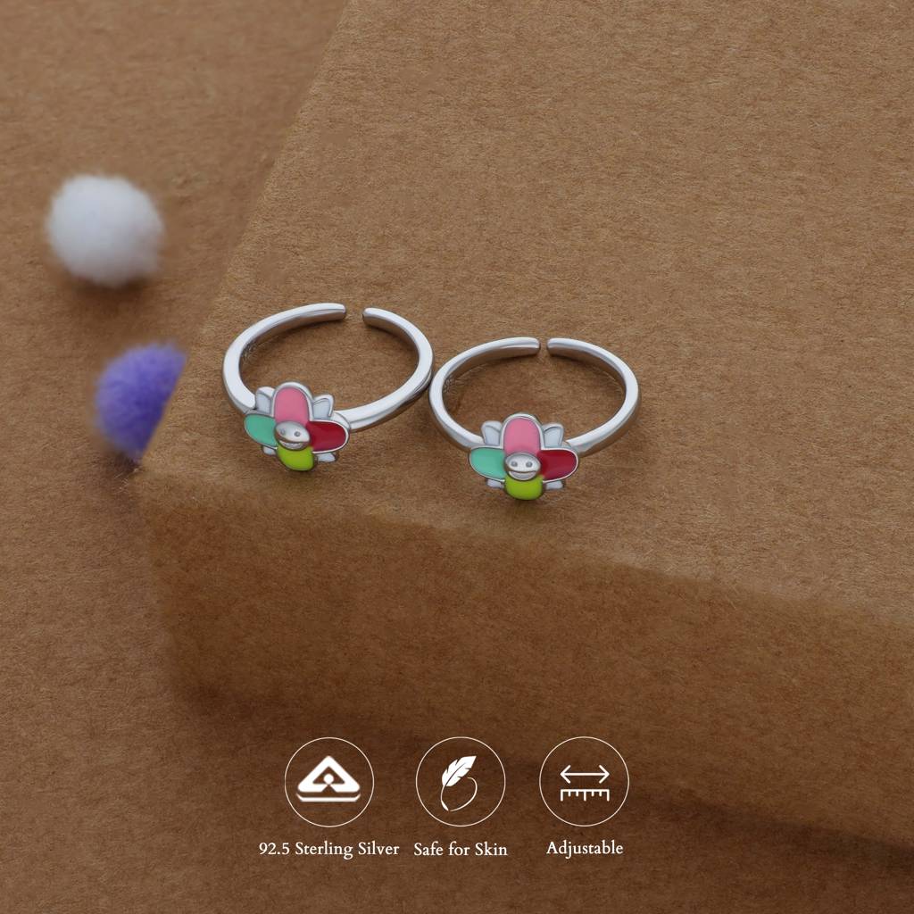 Happy Adjustable 925 Silver Fancy Toe Ring : TR-FT-RH-P-157-P