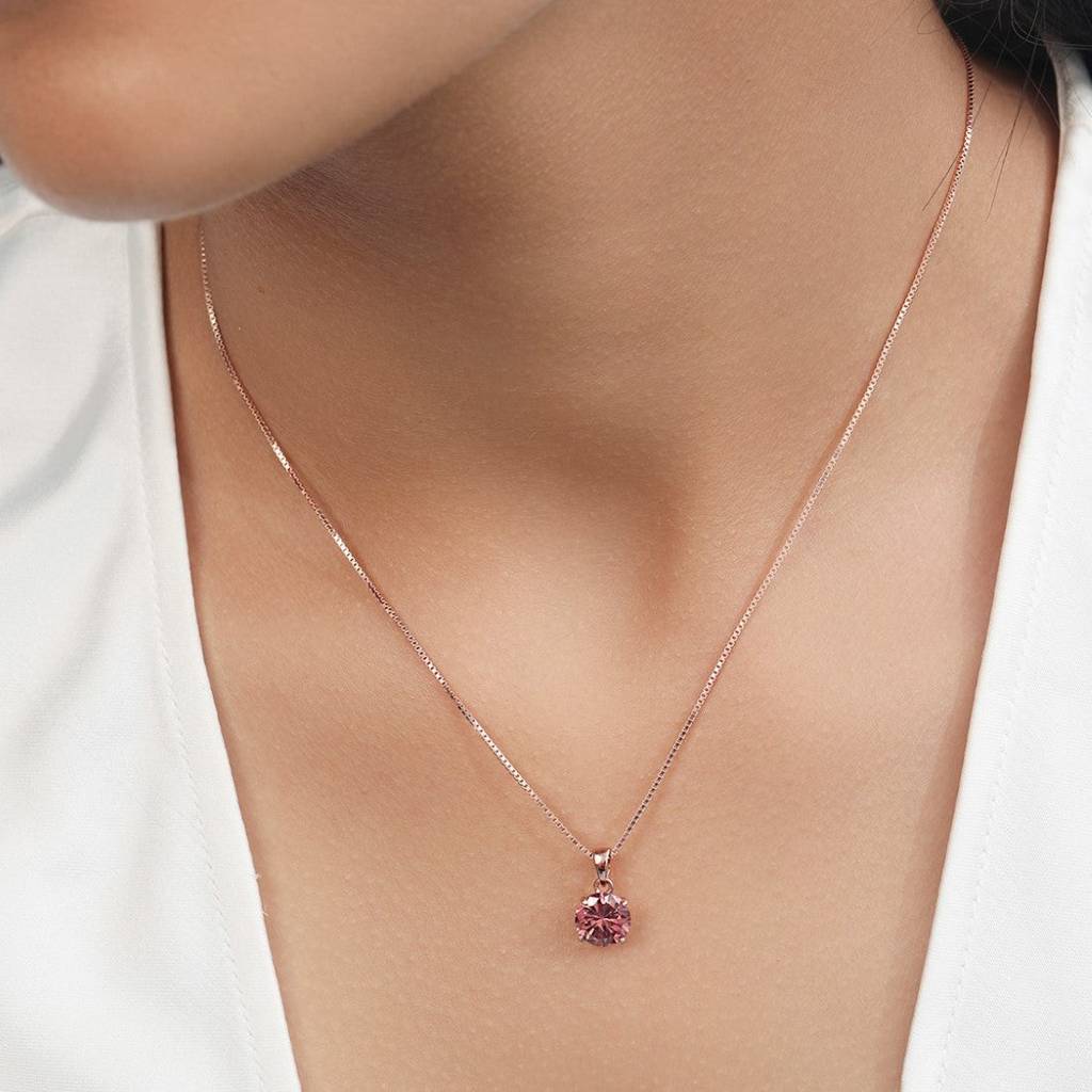 Elegant 925 Sterling Silver Pendant With Rose Gold Plated : PEN-30039-C-RG
