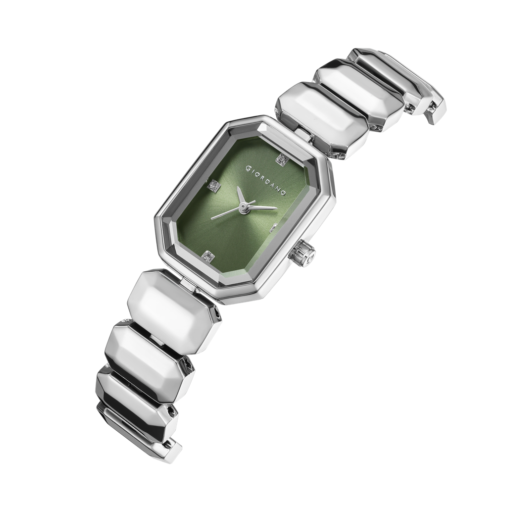 Giordano Stylish Analog Watch For Women With Octagonal Dial, Crystal Hour Markers And Bracelet Style Strap : GZ-60103-11