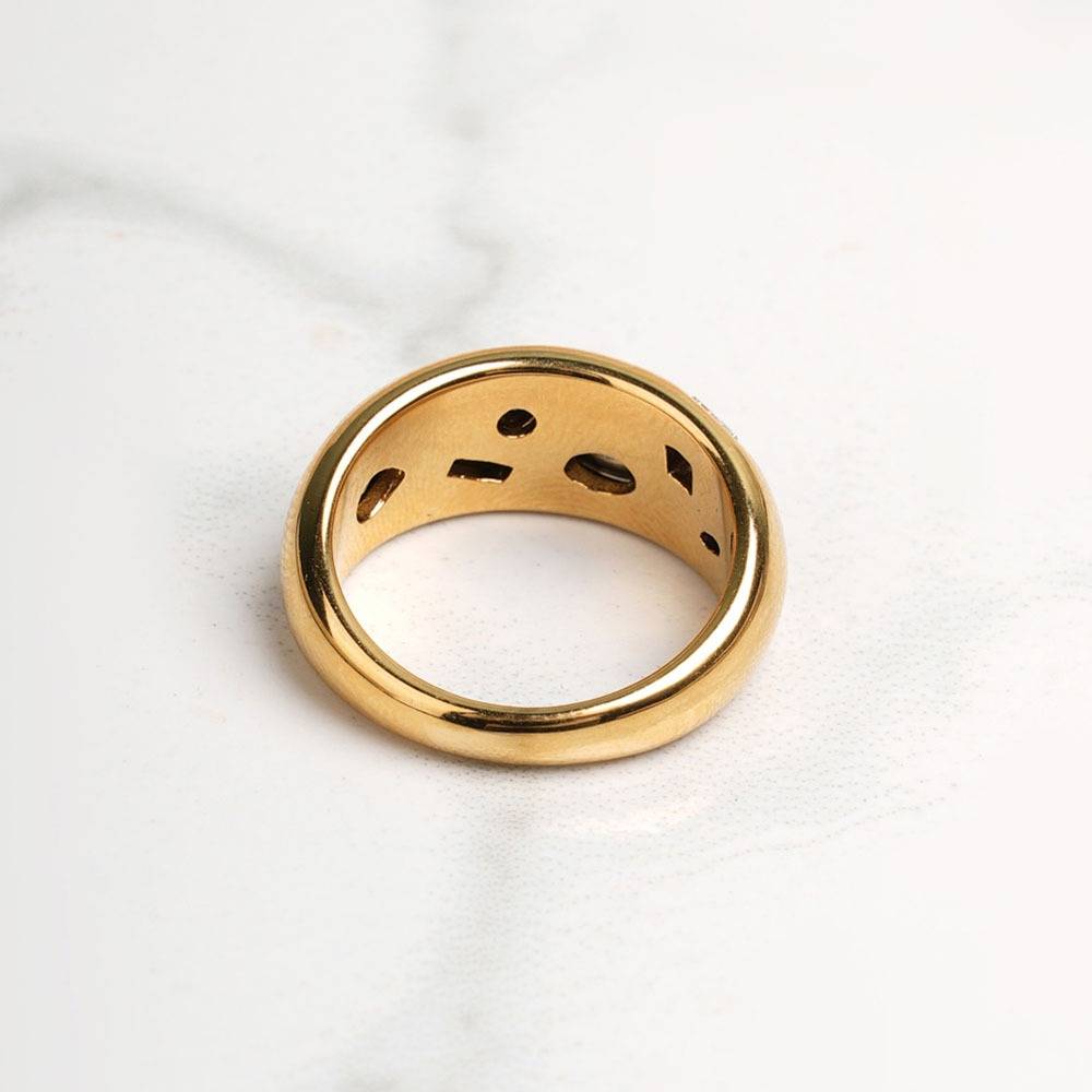 Palmonas Multi Stone Unique Gold Ring For Women - Waterproof & Anti-Tarnish : PMW01RG013-7